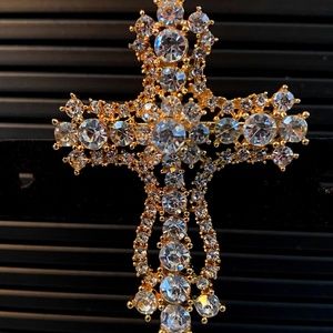 Charter Club Gold-Tone Crystal Cross Pin